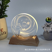 跨境新品水晶小夜灯七彩发光宇航员3D星球星空彩色圣诞节夜灯摆件