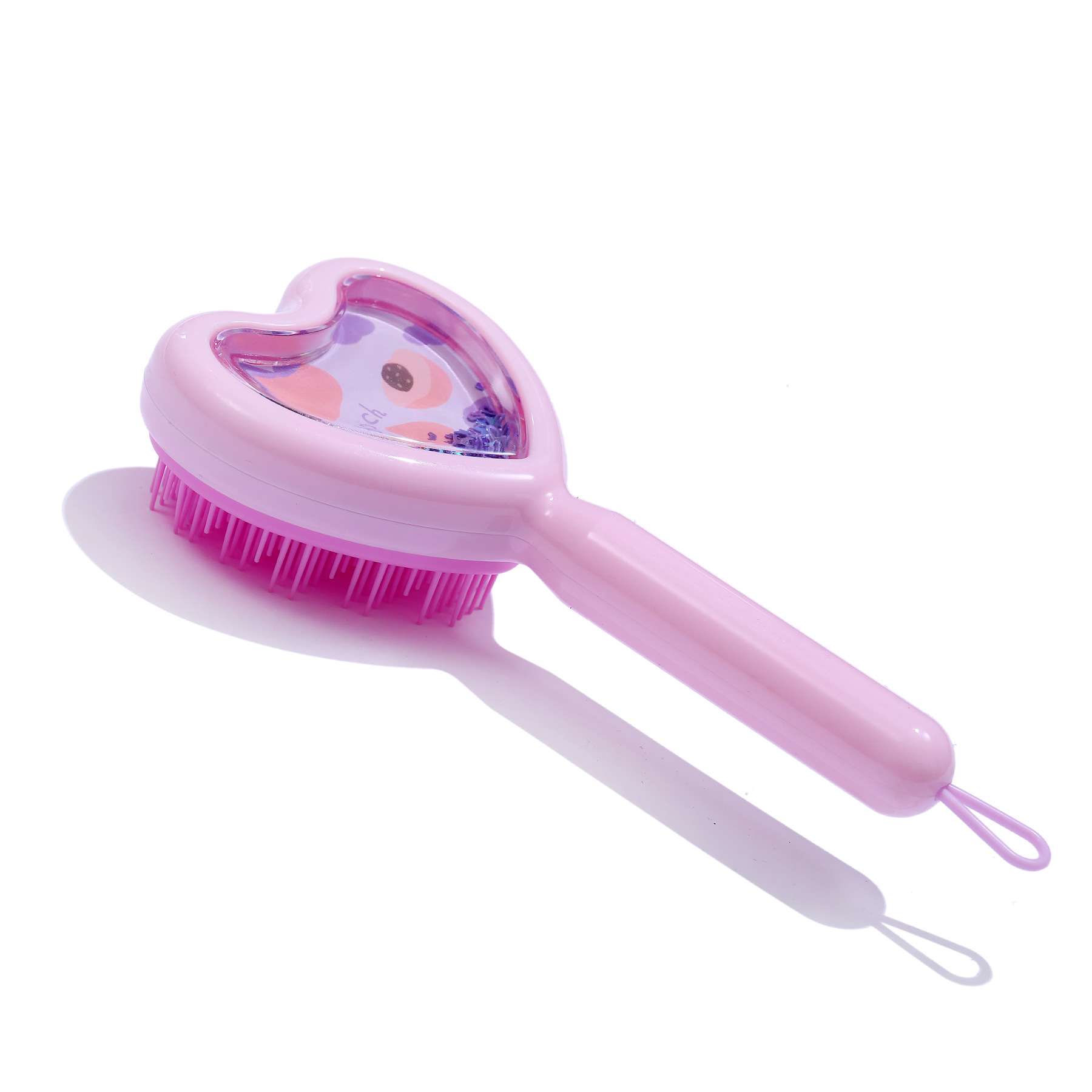 Venta al por mayor transfronteriza en stock nuevo creativo en forma de corazón transparente peine amor brillo lentejuelas dientes largos y cortos portátil viaje peine