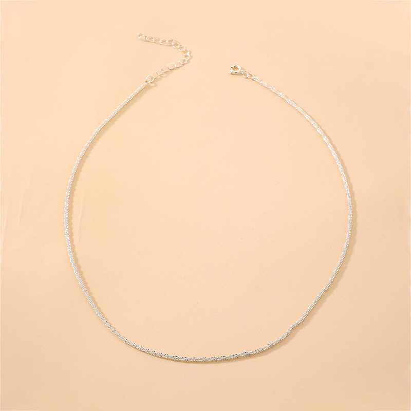Einfache Dünne Halskette Aus Funkelnder Legierung display picture 3