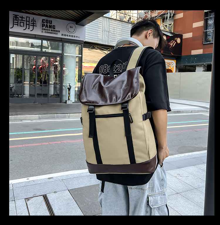 Men's Solid Color Oxford Cloth Flip Cover Fashion Backpack School Backpack display picture 2