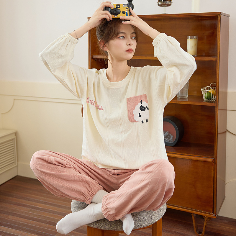 2025睡衣女士春秋长袖薄款大码甜美卡通休闲夏季可外穿家居服套装|undefined