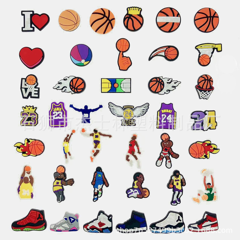 New cartoon NBA series suit hole shoes garden shoes accessories plastic patch shoes flower factory direct wholesale