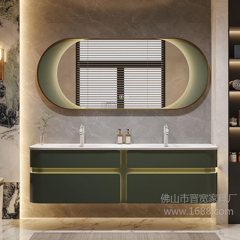 Jinkuan designer Du Bang's custom-made Corian integrated double-basin bathroom cabinet set with washbasin and vanity Jinkuan designer Du Bang's custom-made Corian integrated double-basin bathroom cabinet set with washbasin and vanity