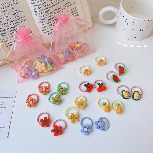 Children's hair accessories set of 10 elastic bands, hair-friendly for babies, cute hair clips, baby hair ties