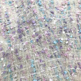 粗纺 小香风编织面料 浅色系 男女装大衣外套布料  批发