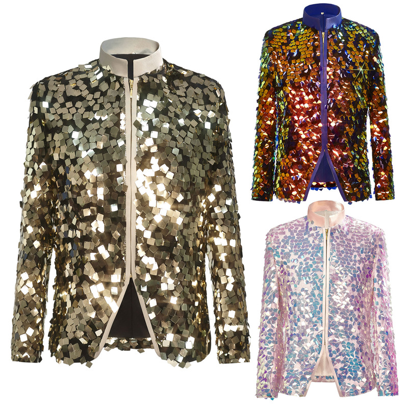 European and American 2025 New Men's Stage Performance Suit Sequined Cardigan Jacket