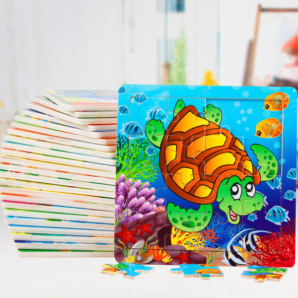 Cross-Border Wholesale Wooden Puzzles Cartoon Animals Transportation Kindergarten Puzzles Small Puzzles Educational Toys