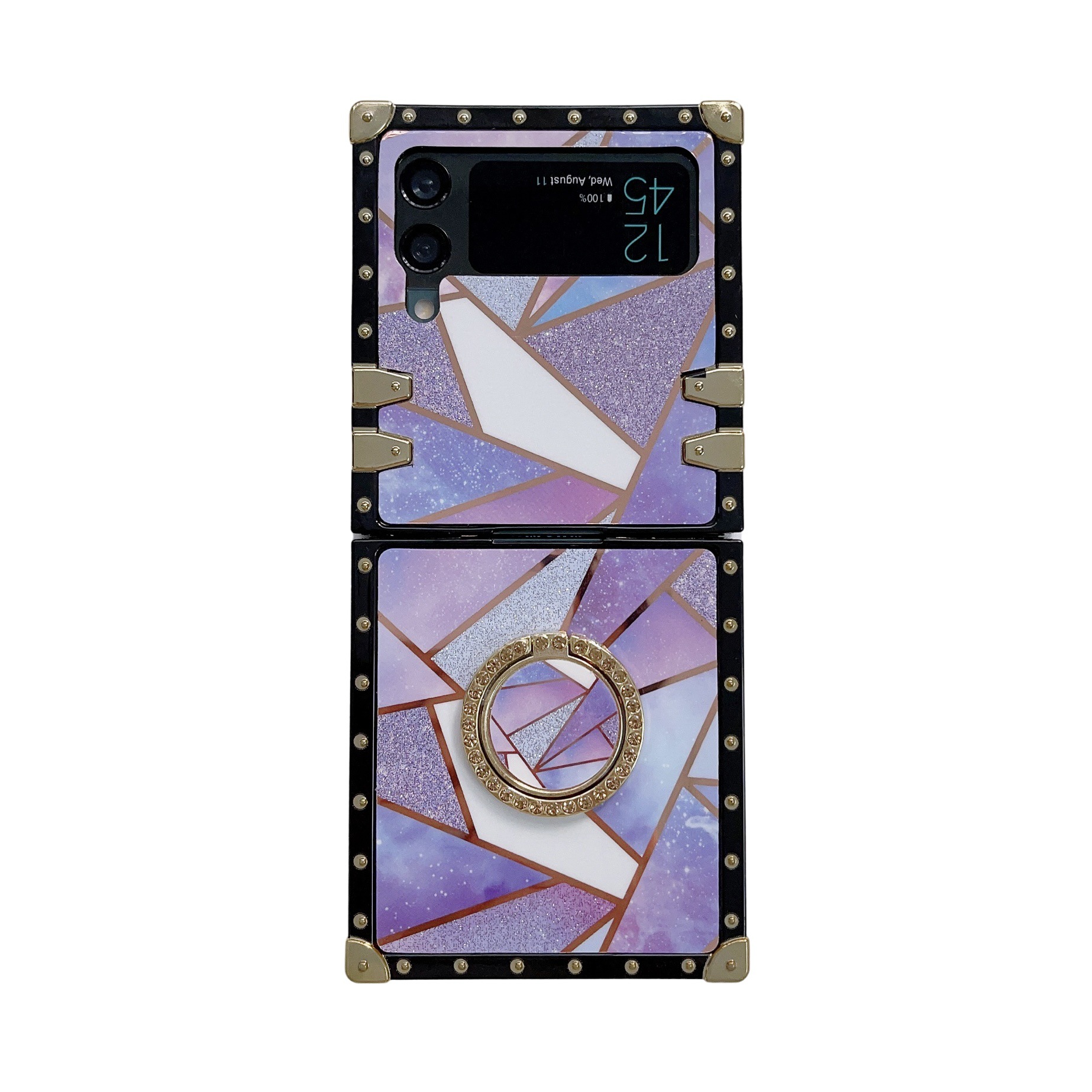 Glitter Foldable Phone Case For Samsung Z Flip 4 With Stand Holder_voghion.com