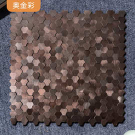 定制金属铝塑板马赛克半圆弧艺术自粘墙贴拉丝背景墙瓷砖装饰自贴