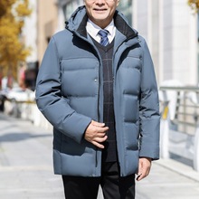 2025新款羽绒服男士中长款加厚中年爸爸冬装老年人保暖防寒服外套