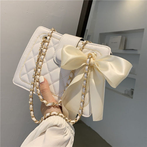 Autumn silk scarf bag for women  new trendy fashion rhombus chain bag texture single shoulder armpit bag crossbody bag