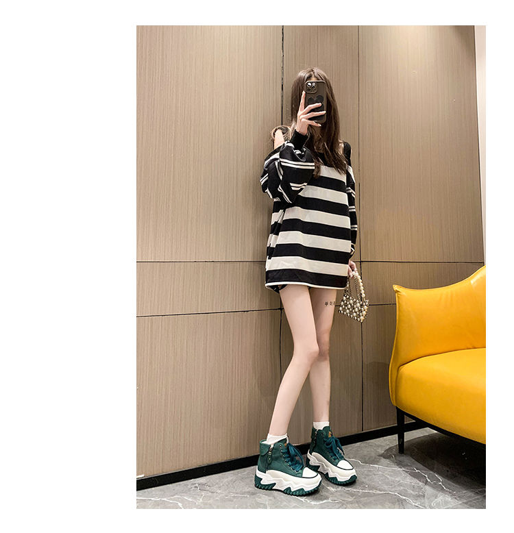 Design Sinn Kontrastfarbe Martin Damen 2024 Herbst neue koreanische Version dicke Sohle Höhe zunehmende kurze Stiefel_voghion.com