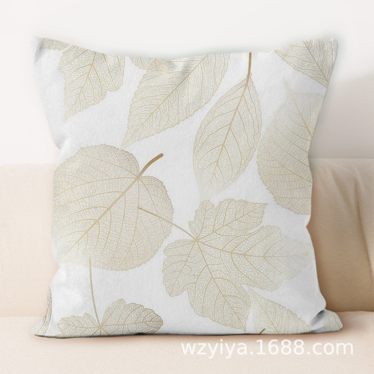 almohada de hoja estampada simple y moderna decoración del sofá de la sala de estar almohada de cabecera de cama cuadrada desmontable