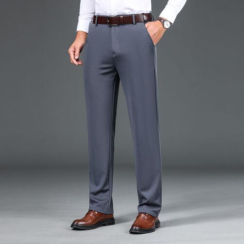 Spring and autumn new men's business casual trousers middle-old loose straight mid-waist men's pants high-waist fashionable father's dress