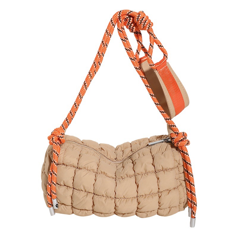 Hilo bordado rómbico bolsa de nube bolsa de abrigo de algodón personalidad de las mujeres bolso de hombro plisado estilo coreano bolsa de burbuja bolsa de mensajero bolso de mujer de cercanías