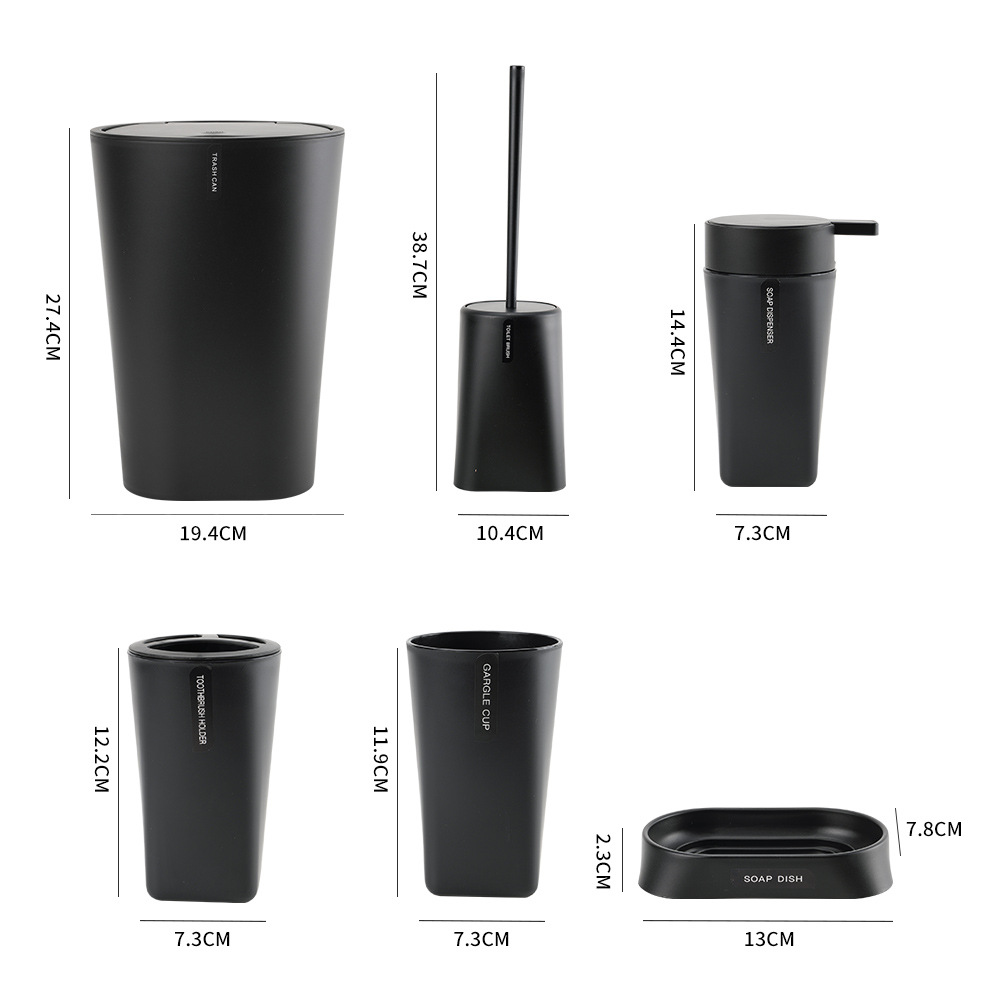 artículos de baño con cubierta set de seis piezas enjuague bucal local redondo cepillo de dientes caja de jabón de almacenamiento set de lavado de baño