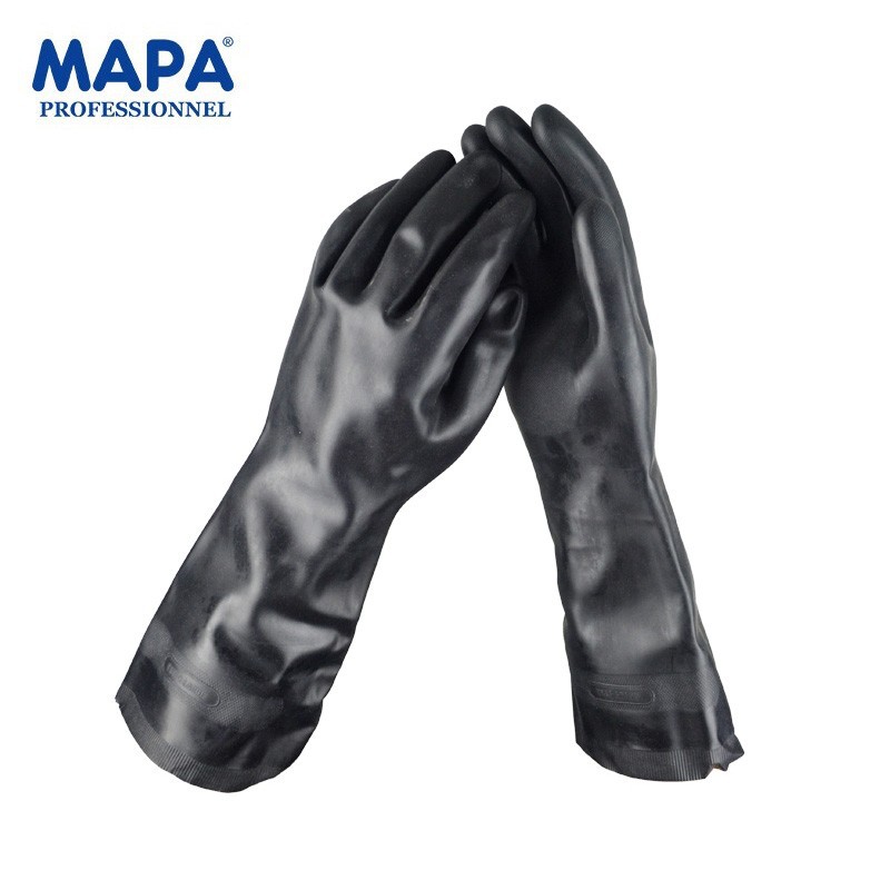 MAPA防化手套氯丁橡胶耐油防化学品防酸碱加长款 ULTRANEO450劳保