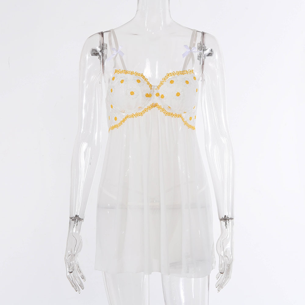 Abbigliamento da donna sexy vestito sexy con gonna a reggicalze in rete bianca pura_voghion.com