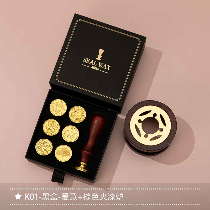 Nuevo macaron fuego pintura cera grano horno sello mano cuenta Día de San Valentín cumpleaños regalo fuego pintura sello conjunto completo al por mayor