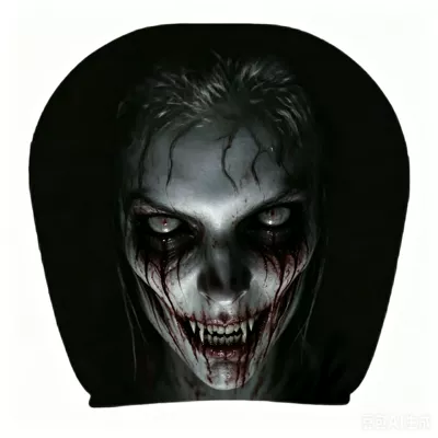 Cross-Border Car Headrest Cover with Female Ghost, Universal seat cover - 41-double-sided-printing-1pc-26cm28cm