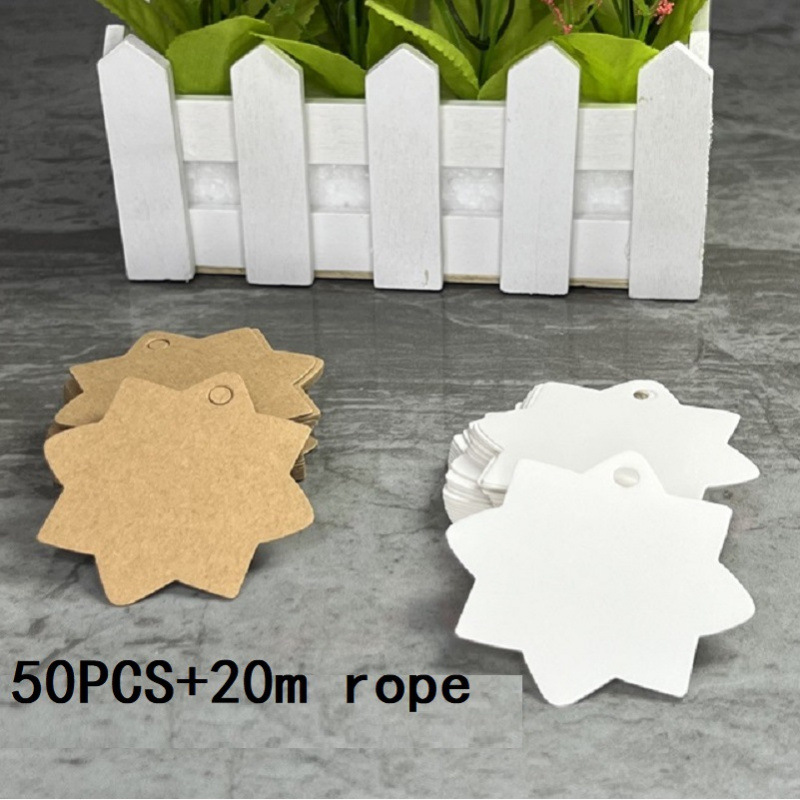 50张+麻绳 DIY牛皮纸空白涂鸦幼儿园卡片节日礼品可手写生日贺卡