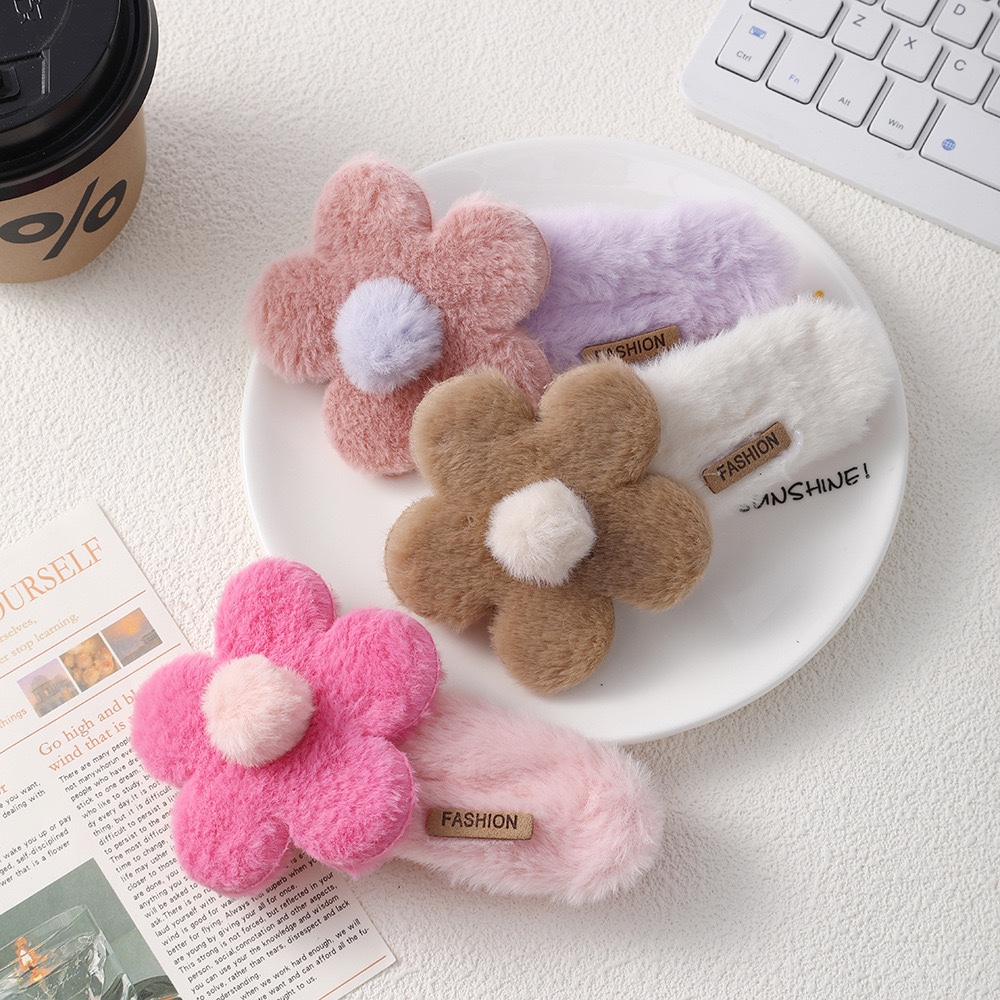 Stuffed Flower Clip for Women in Autumn and Winter, Sweet Large Hair Clip, Hair Edge Clip, High-End Ins Hair Accessories, Hair Clip Wholesale