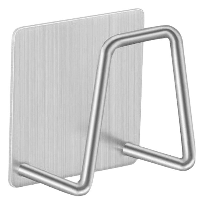 Estante de esponja de acero inoxidable, estante de drenaje de esponja para fregadero sin perforaciones para cocina, gancho de almacenamiento para trapo de bola de acero