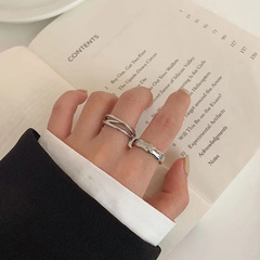 Niche design simple double layer cross set ring female ins trend internet celebrity fashion personality adjustable index finger ring