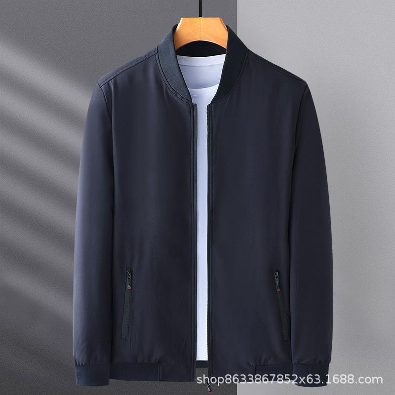 Men's spring and autumn thin jacket, middle-aged and elderly coat, 40-50 years old men's jacket, plus size, stand collar clothing, 2025 spring