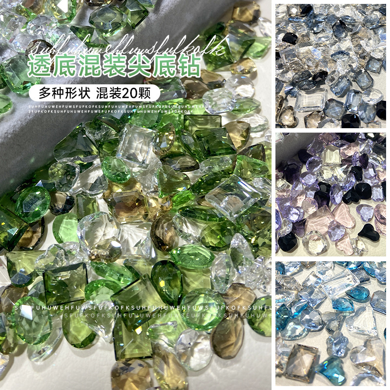 Nail Art Jewelry Mixed Style K9 High-Quality Transparent Pointed Bottom Diamond Crooked Heart Rock Sugar Fat Square Heart Special-Shaped Diamond Nail Art Diamond Jewelry Nail Art Jewelry Mixed Style K9 High-Quality Transparent Pointed Bottom Diamond Crooked Heart Rock Sugar Fat Square Heart Special-Shaped Diamond Nail Art Diamond Jewelry