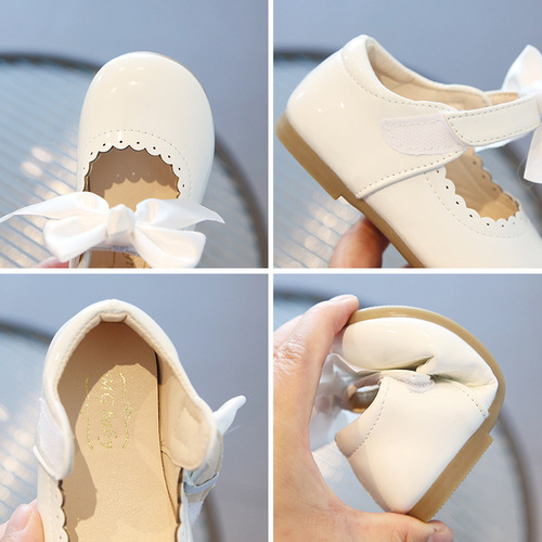 Baby girl cute bow multi-purpose shoes  spring and autumn new Korean version princess shoes leather shoes dance shoes