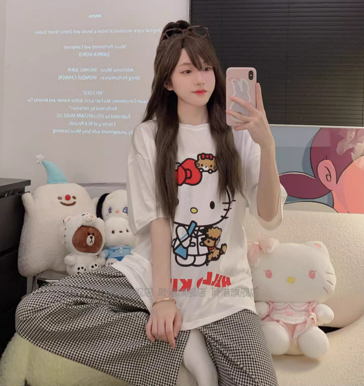 짧은 긴 흰색 대형 KT 바지