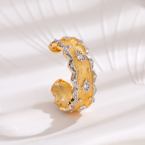 Italian craftsmanship, European and American brushed lace bracelet, gold-plated two-color opening, retro and elegant women's bracelet accessories