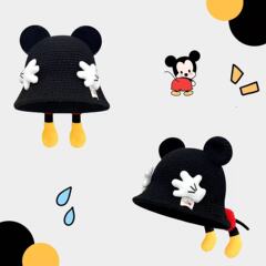 可爱卡通kitty猫红色绑带针织帽秋冬保暖护耳显脸小包头帽潮批发