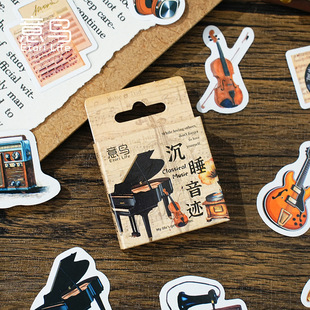 Italian bird sleeping sound track series boxed stickers retro ins hand account decoration diy sticker decorative sealing stickers