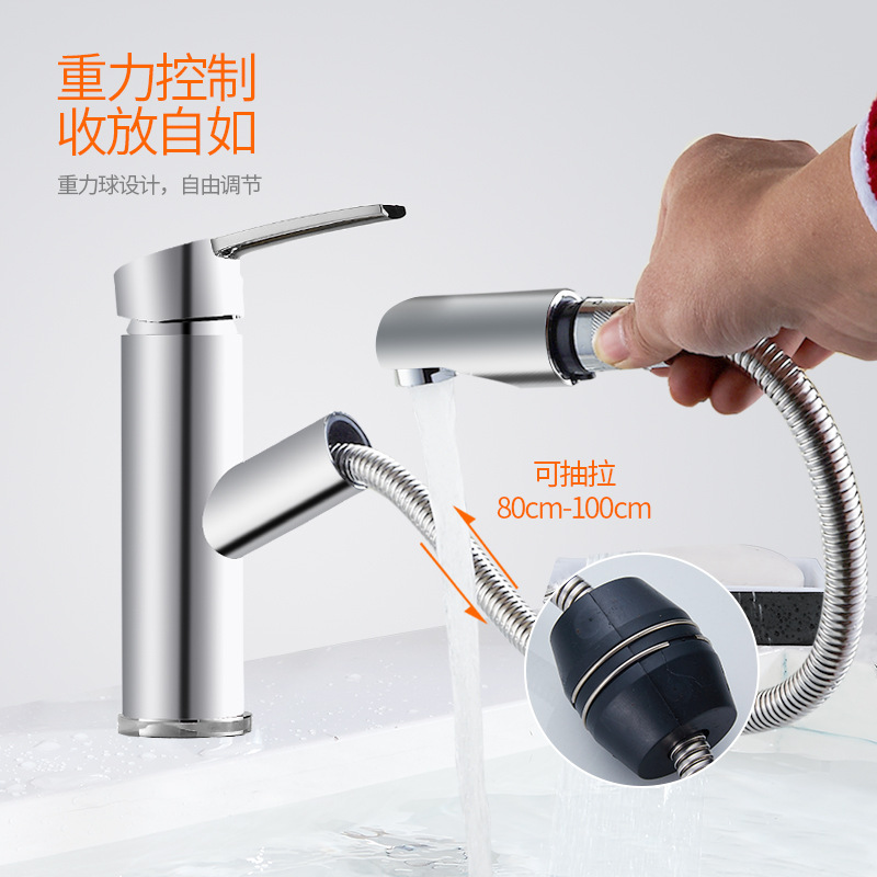 Grifos de extracción lavabo frío y caliente todo cobre lavabo