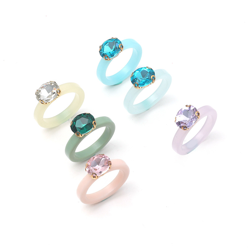simple candy color diamondstudded acrylic 6piece ringpicture4
