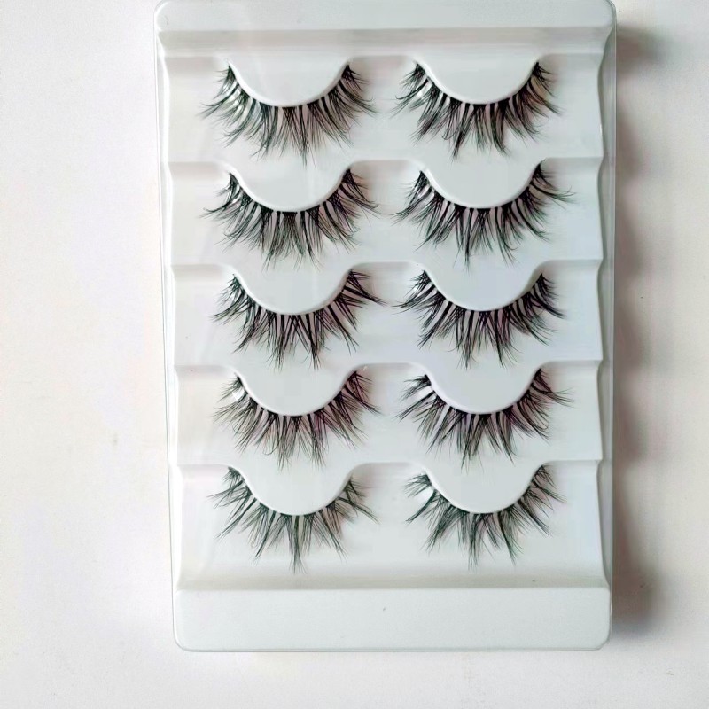 Suministro directo de fábrica transfronteriza natural larga Cruz gruesa japonés 3D afilado tallo transparente Luna doblar pestañas postizas