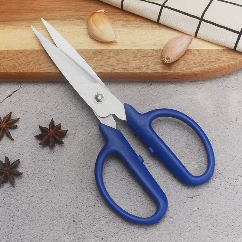 2.5厚锯齿食物剪刀大号小号不锈钢烤肉剪刀多功能蓝色厨房剪 批发