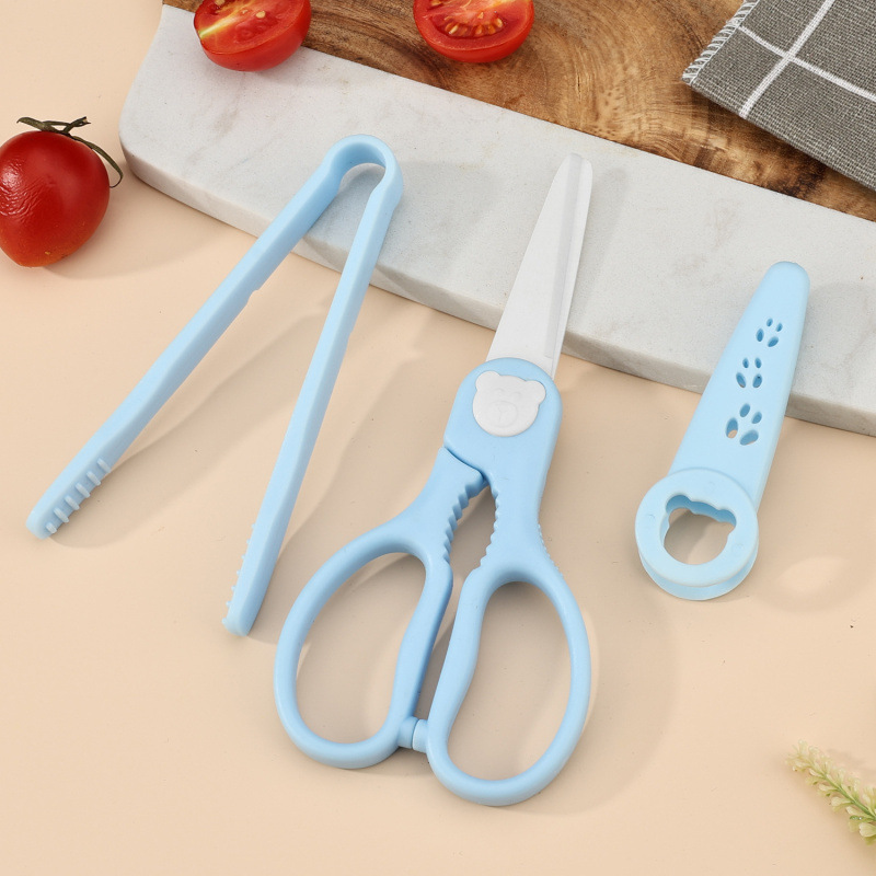 Tijeras de alimentos de cerámica para bebés, paquete de clip de alimentos, caja de almacenamiento portátil, tijeras para bebés, tijeras para niños