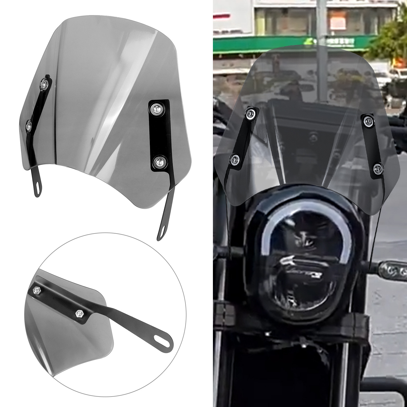 Retro Universal Motorcycle Headlight Windshield, Motorcycle Modification Accessories Windshield Protective Cover