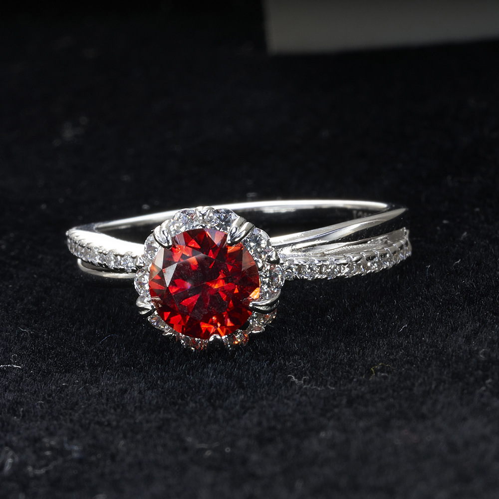 Anillo de plata 925 para mujeres 1 quilate anillo de piedra de moissanita galvanizado pt950 anillo de mujer rojo azul anillo de piedra de moissanita