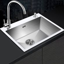 德国加厚水槽手工单槽 厨房304不锈钢洗菜盆家用洗碗池台下洗手盆