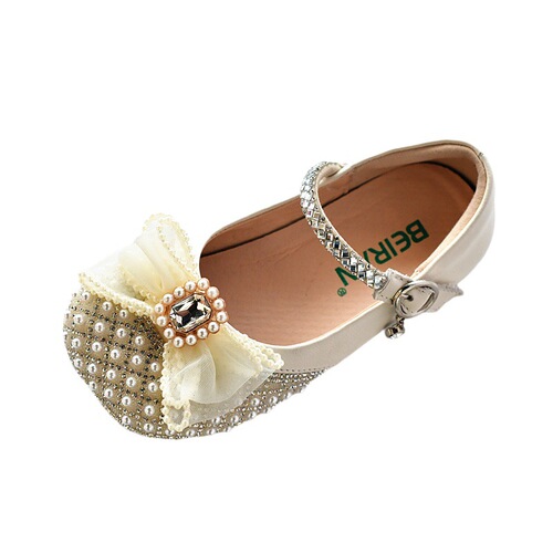 Children's shoes, girls' genuine leather princess shoes, crystal soft soles for campus performances, top-layer pigskin breathable girls' leather shoes, sweet
