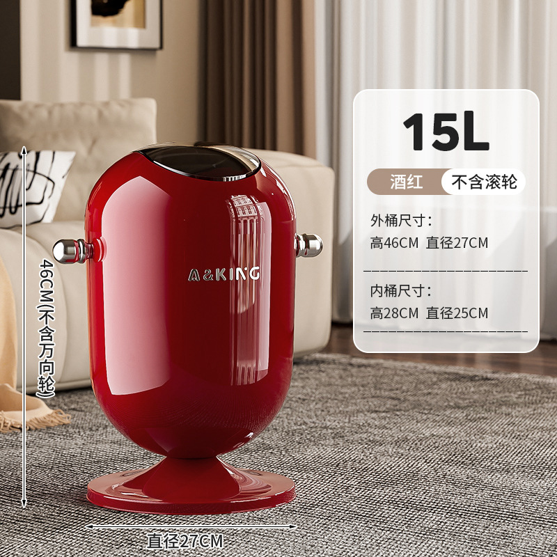Cubo de basura creativo para uso doméstico en la sala de estar, con un toque de lujo y alta gama, diseño elegante, con tapa y ruedas, sin necesidad de agacharse, móvil. image 7