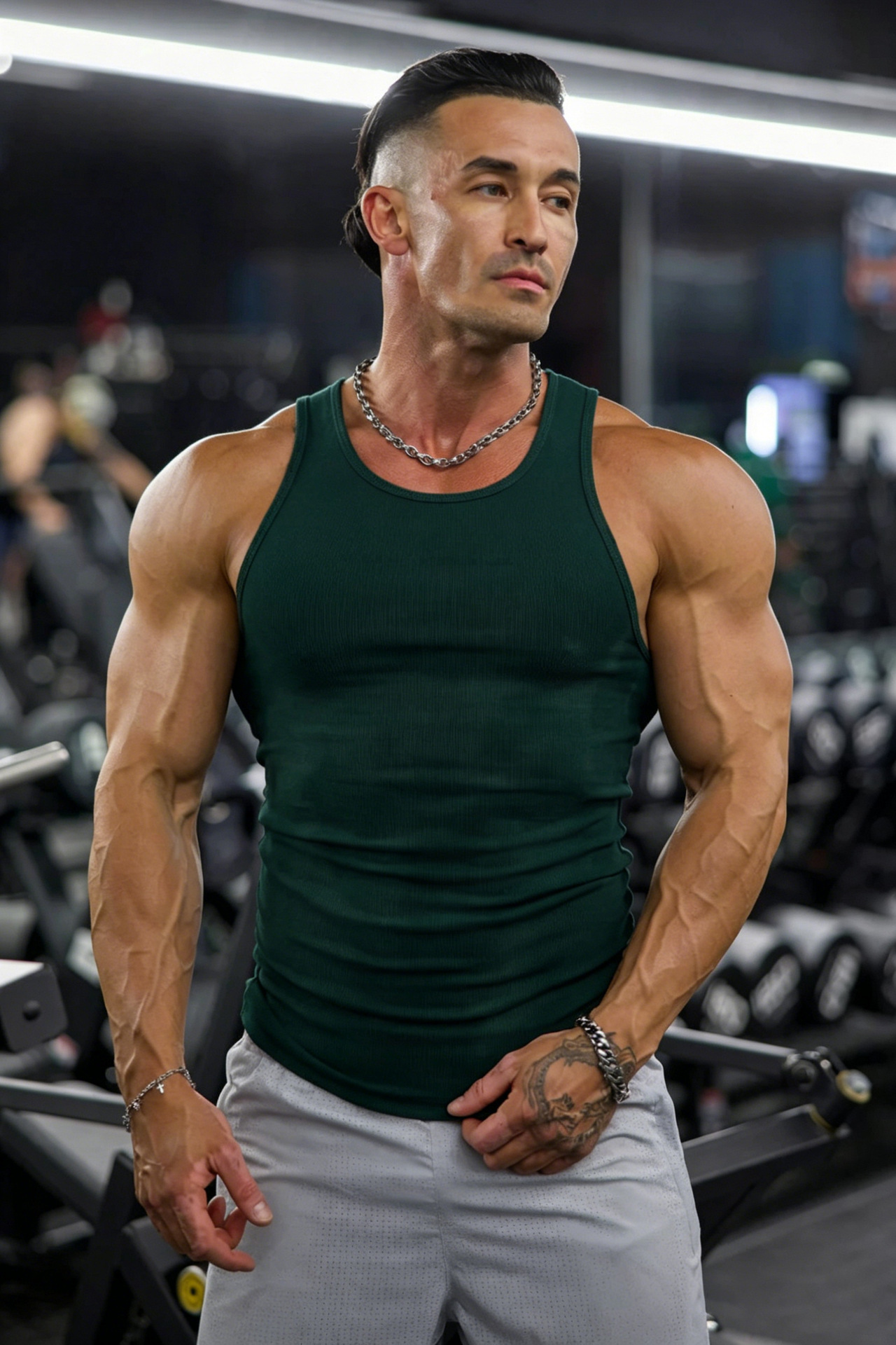 Chaleco de textura peinada, chaleco grande, ropa de entrenamiento de ocio deportivo de verano para hombres, camiseta sin mangas seca a hombros