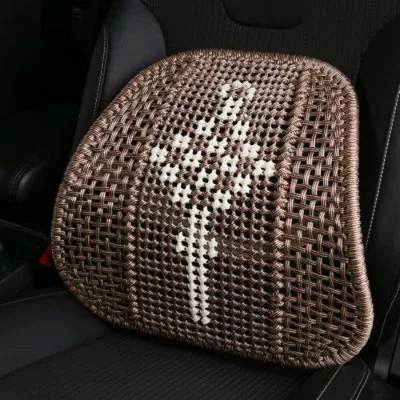Hand-Woven Car Lumbar Support with Waist support - bold-hand-knitted-chinese-knot-beige