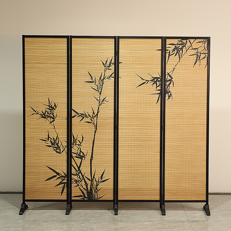 Wholesale Song Dynasty Aesthetic Partition Bamboo Screen Chinese Theme Decorative Background Wall Tea Room Balcony Living Room Atmosphere