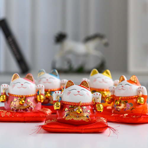 Money Cat Fortune Small Number Figurine New Ceramic Opening Cashier Desk Front Desk Gift Home Living Room Entrance Decoration