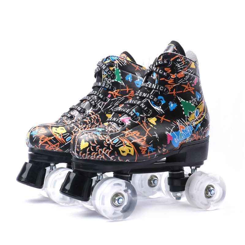 Professional Cool Flashing Ice Rinks, Double Row Shoes For Adults, Men And Women, Four-Wheel Children's Roller Skates_voghion.com